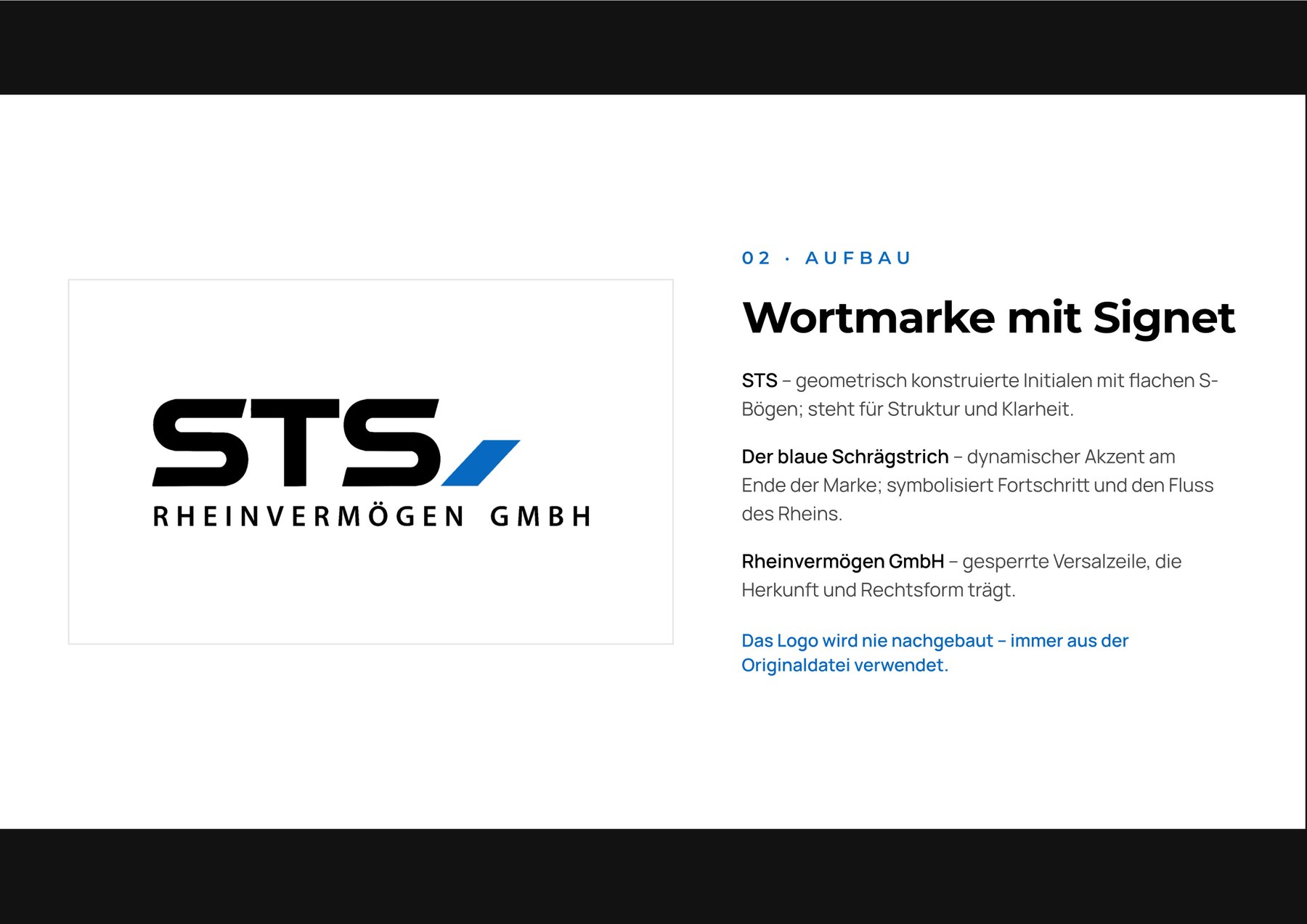 Wortmarke mit Signet: Aufbau des STS-Logos